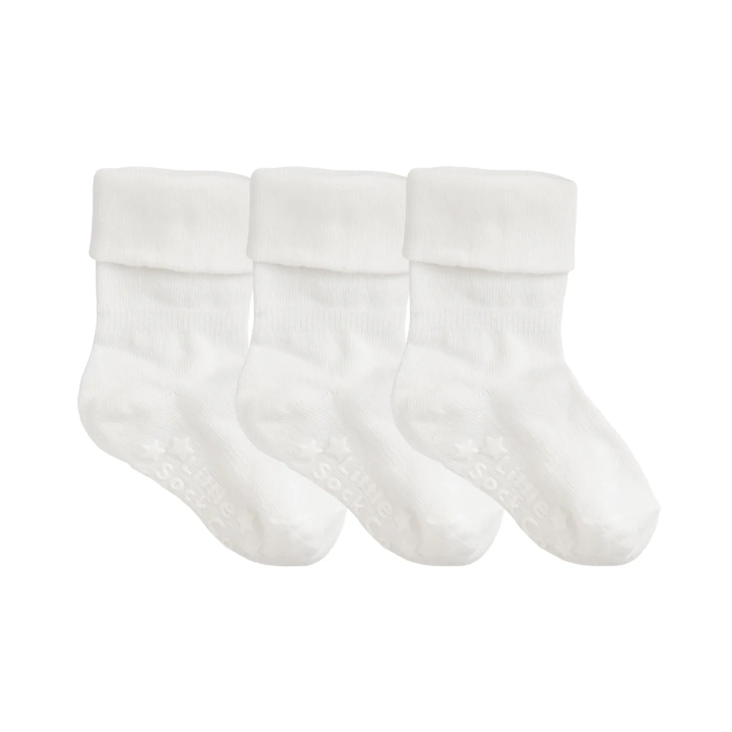 Non-Slip Stay On Baby and Toddler Socks - 3 Pack in Marshmallow Cream