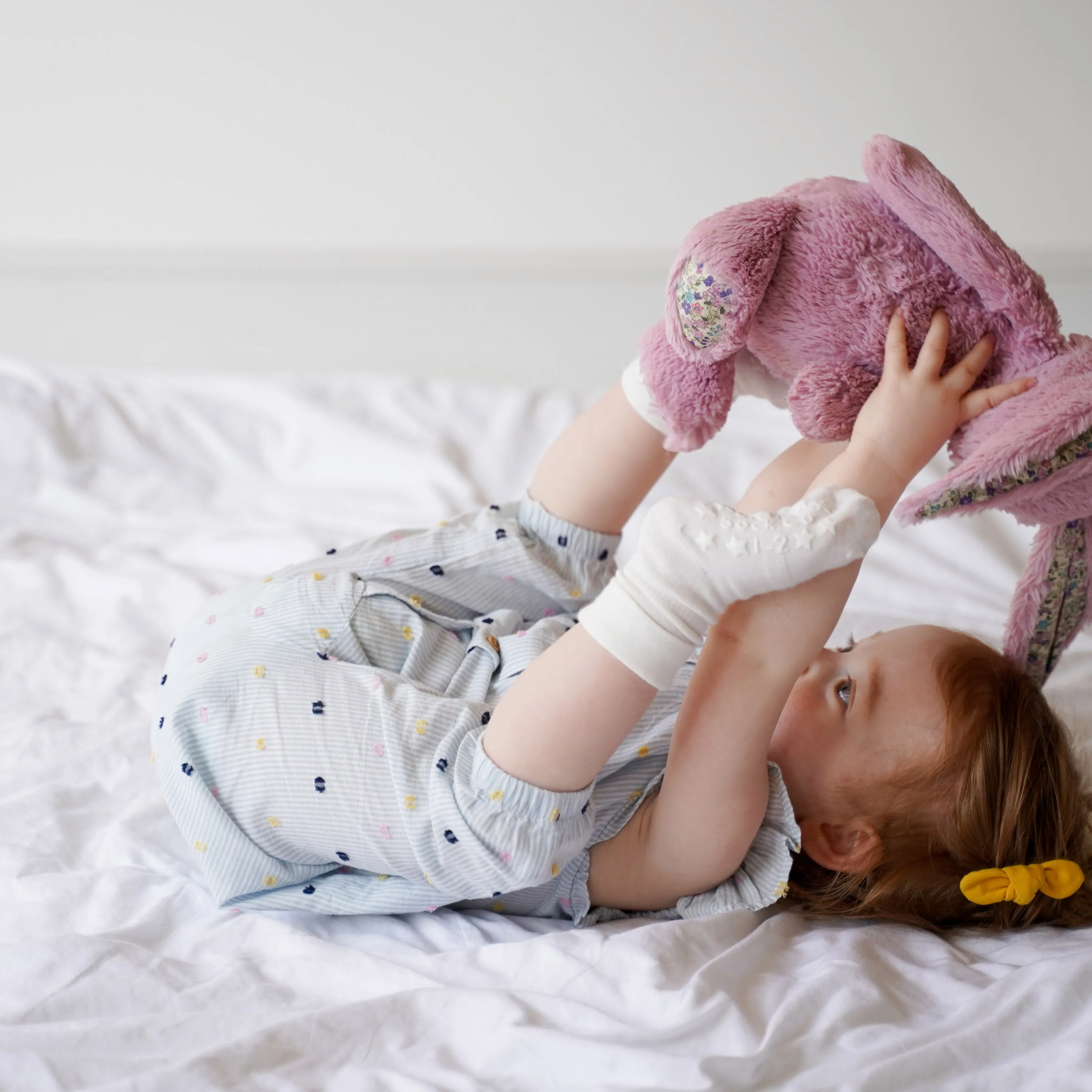 Non-Slip Stay On Baby and Toddler Socks - 3 Pack in Marshmallow Cream