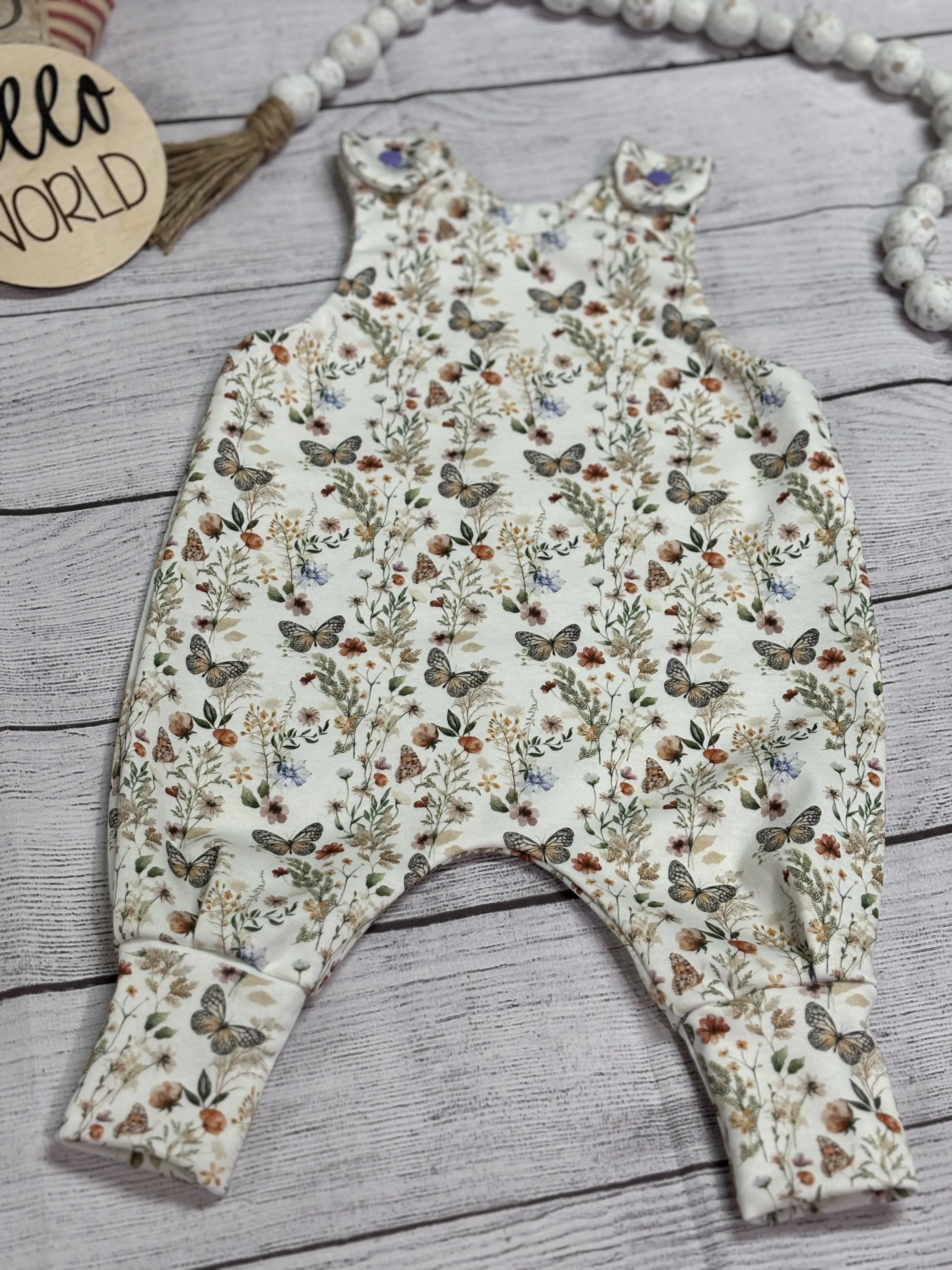 Organic Baby Clothes, Woodland Butterflies Romper, Organic Baby Romper