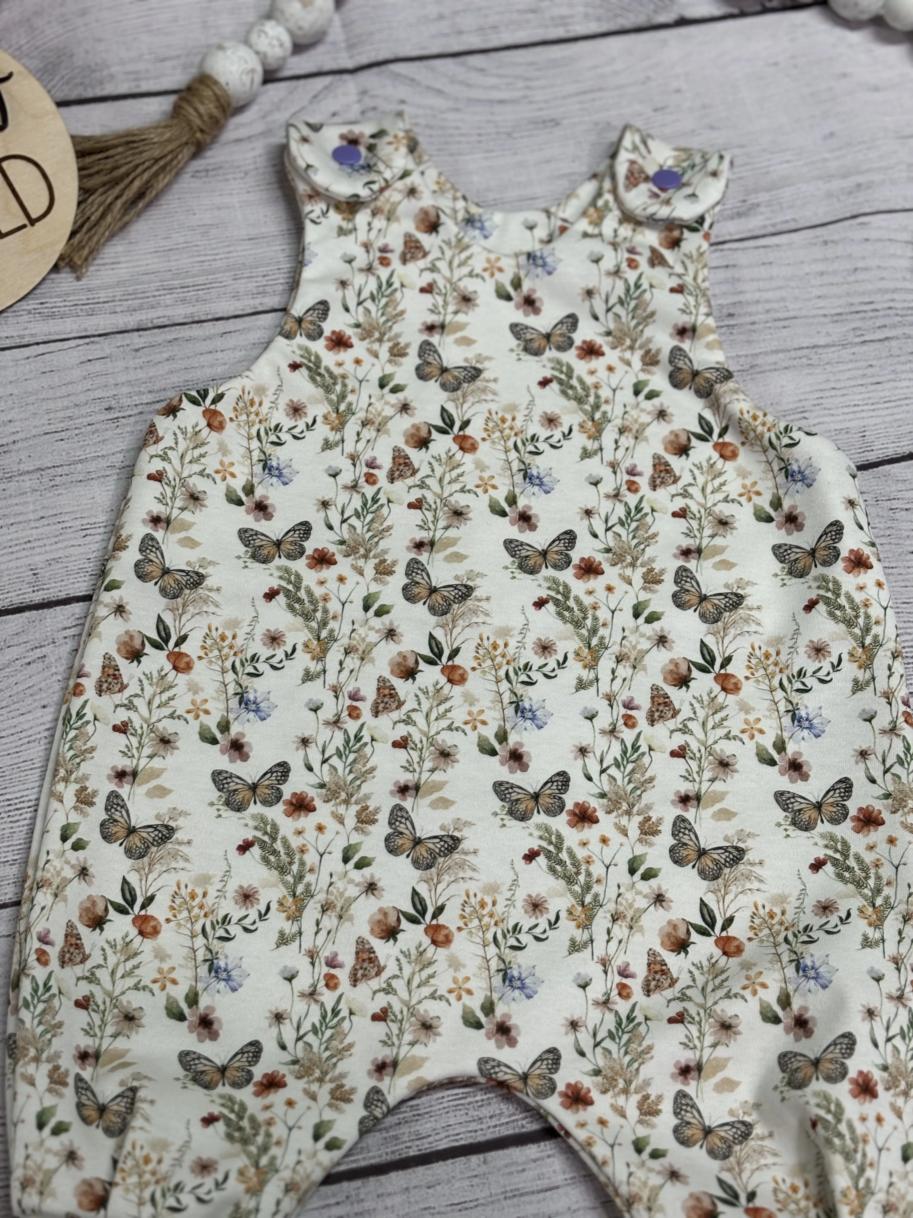 Organic Baby Clothes, Woodland Butterflies Romper, Organic Baby Romper