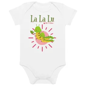 Organic cotton newborn bodysuit, short sleeve, La, La, Lu,
