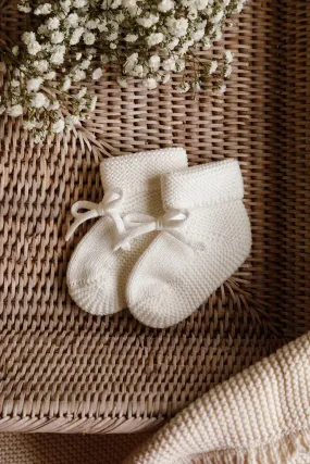 Organic Cotton Newborn Booties - Milk