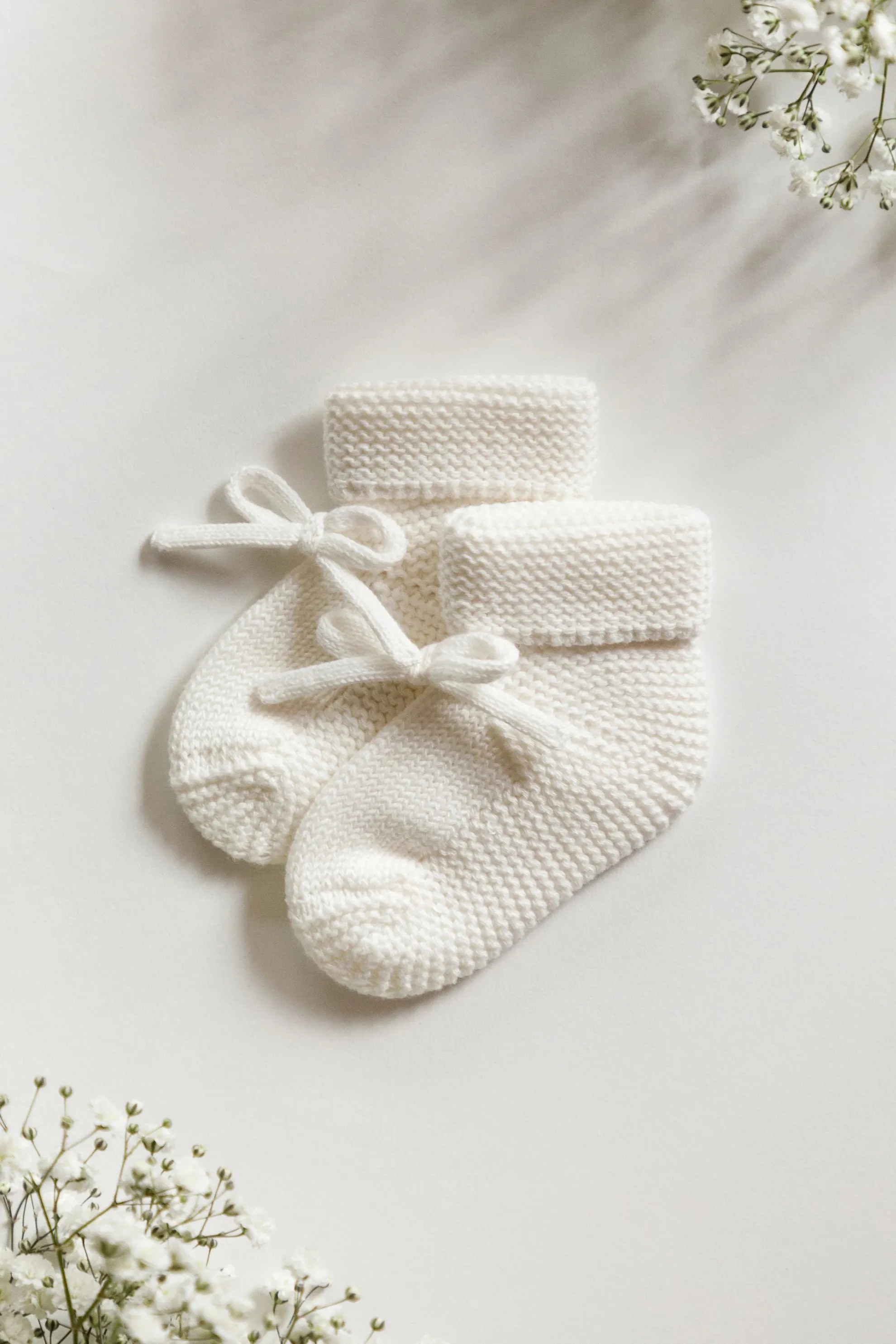 Organic Cotton Newborn Booties - Milk