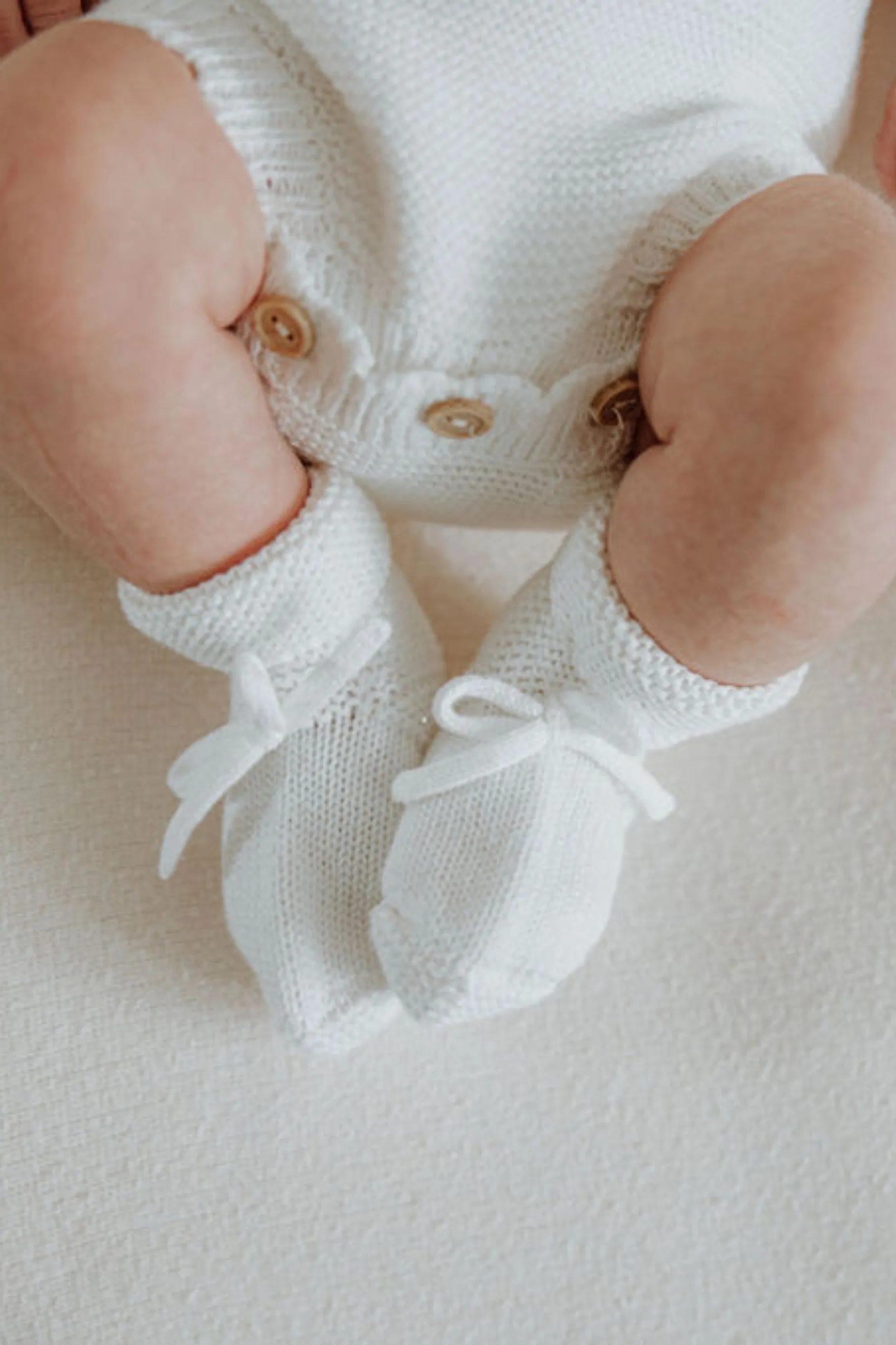 Organic Cotton Newborn Booties - Milk