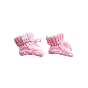Organic Knit Booties - Pink