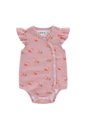 Organic Soft Kimono Fluttery Sleeve Bodysuit Fawn