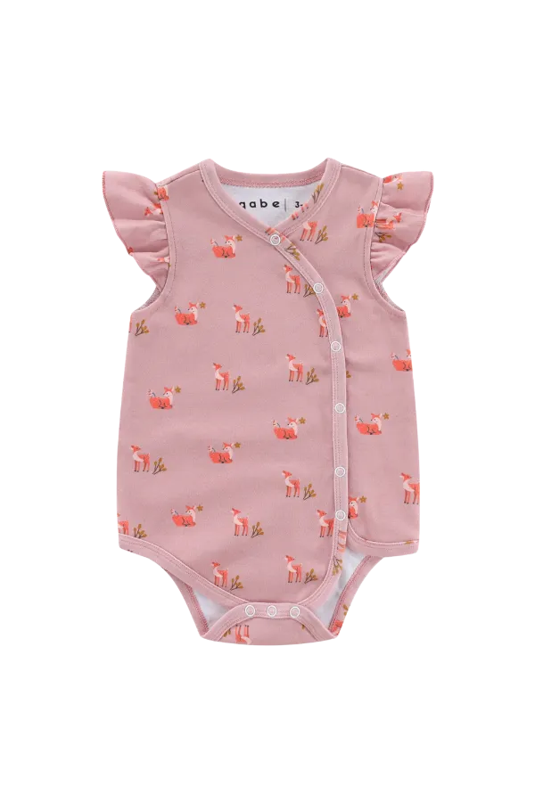 Organic Soft Kimono Fluttery Sleeve Bodysuit Fawn