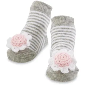 Pink Flower Rattle Toe Socks