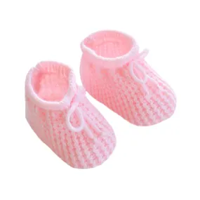 Pink Knit Bow Booties