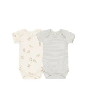 Puppies   Blue Stripe Bodysuits 2pk