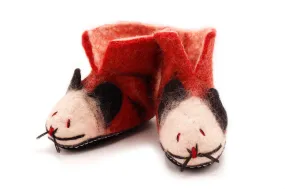 Red Mouse Hand Felted Wool Baby Booties
