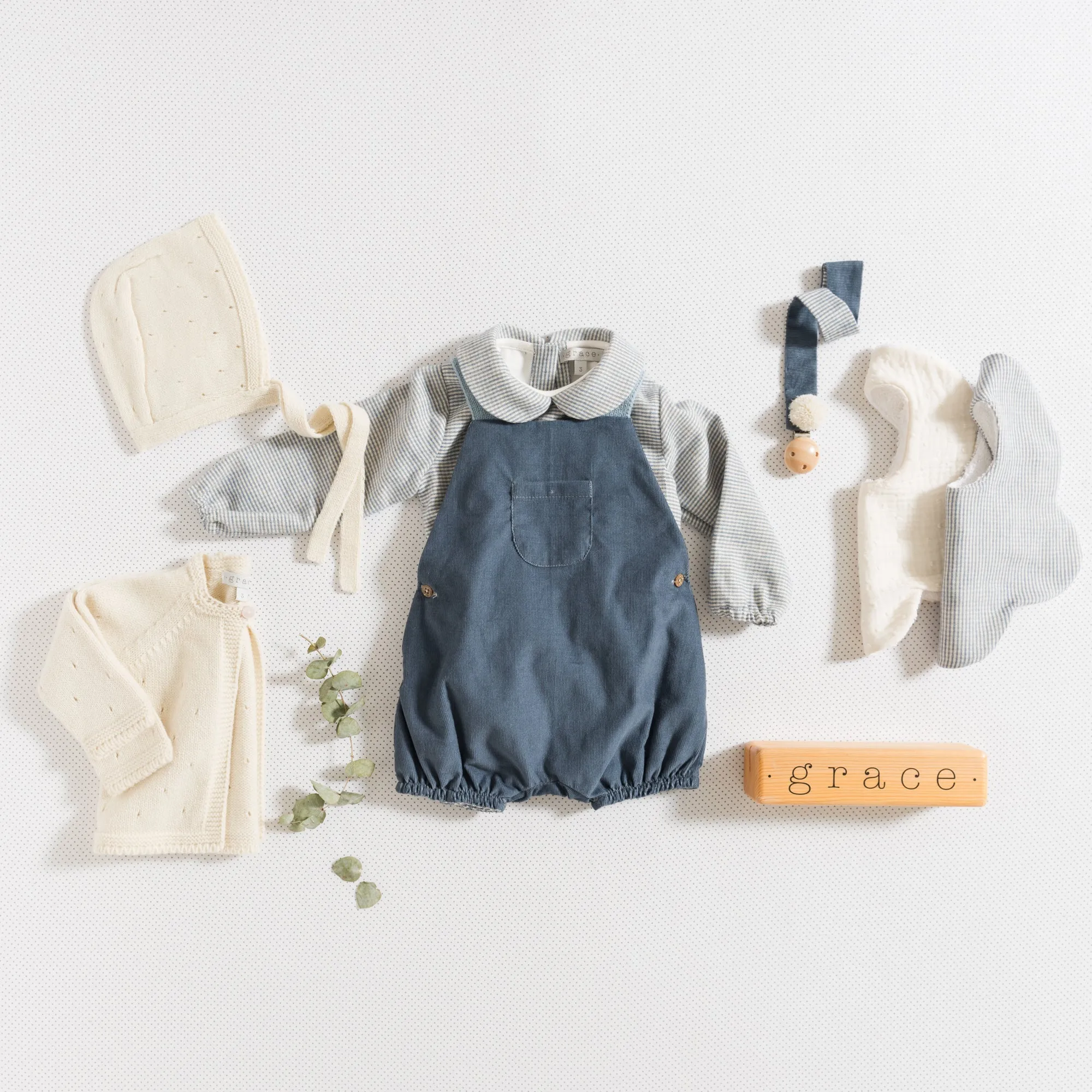 ROMPER / DUCK BLUE CORDUROY