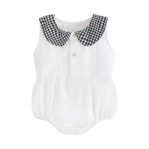 Sanlutoz yaz pamuk bebek Bodysuit yenidoğan sevimli ekose giyim bebek