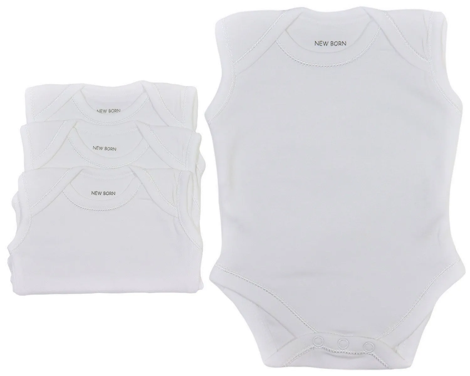 Sleeveless Baby Bodysuits 3 Pack