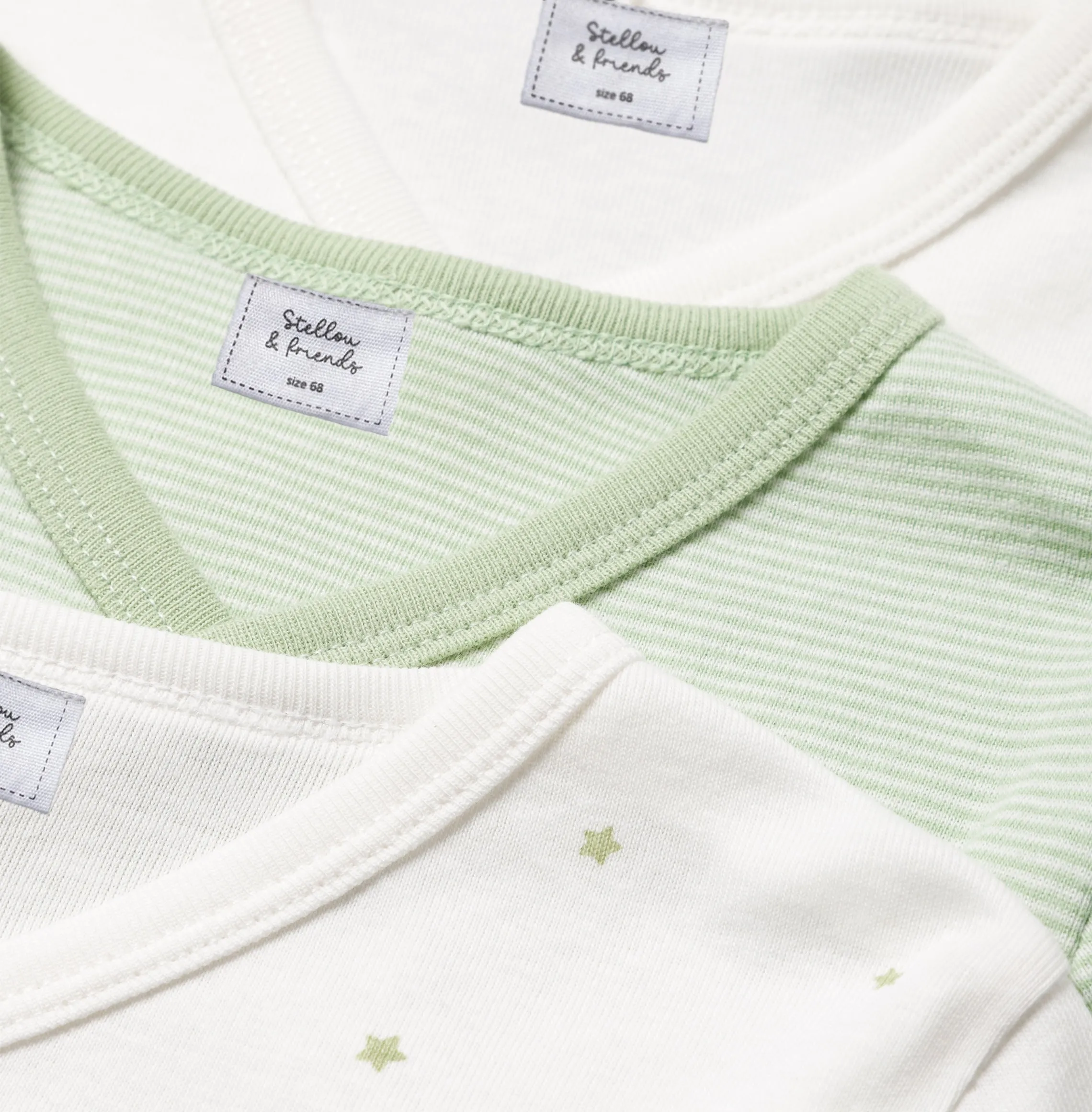 Stellou & Friends Cotton Crossbody Long Sleeve Onesies - 3 pack of Bodysuits for Babies