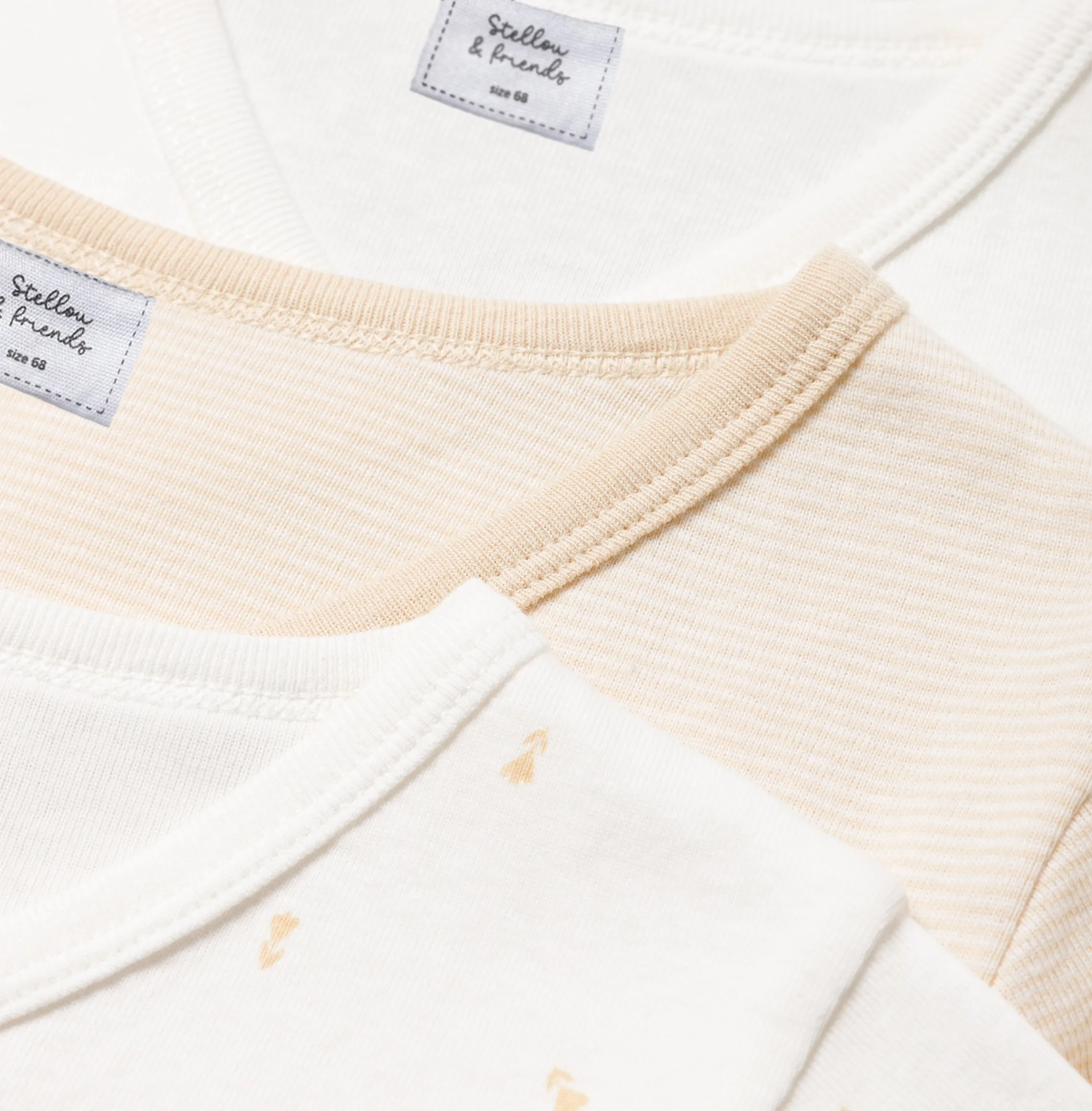 Stellou & Friends Cotton Crossbody Long Sleeve Onesies - 3 pack of Bodysuits for Babies