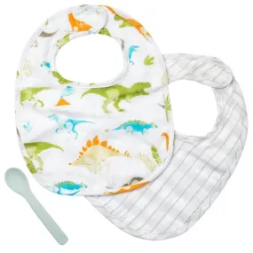 Stephen Joseph Muslin Bibs & Spoon Set - Dinosaur