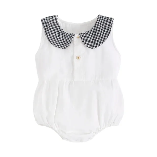 Summer Cotton Baby Bodysuit Newborn Cute Plaid Clothing for Baby Girls Sleeveless Toddler Infant Bodysuits