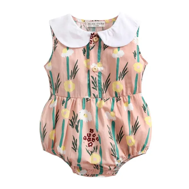 Summer Cotton Baby Bodysuit Newborn Cute Plaid Clothing for Baby Girls Sleeveless Toddler Infant Bodysuits