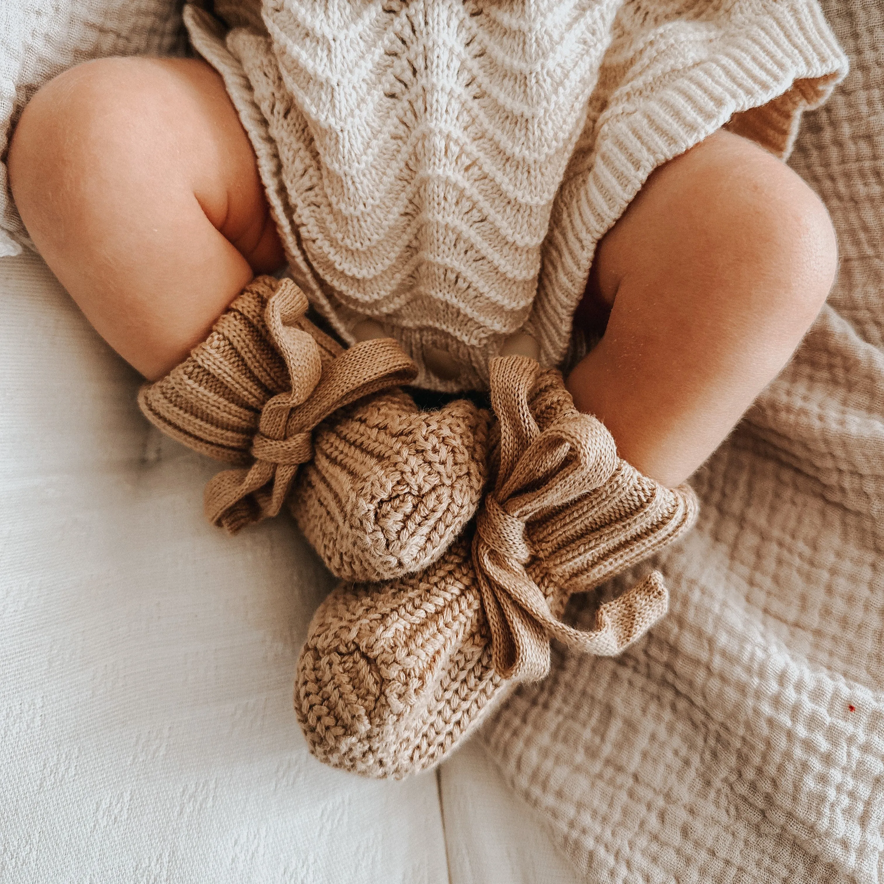 Textured Knit Booties - Coco
