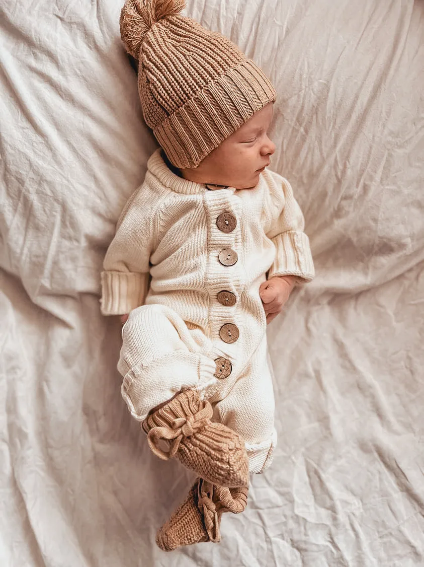 Textured Knit Booties - Coco