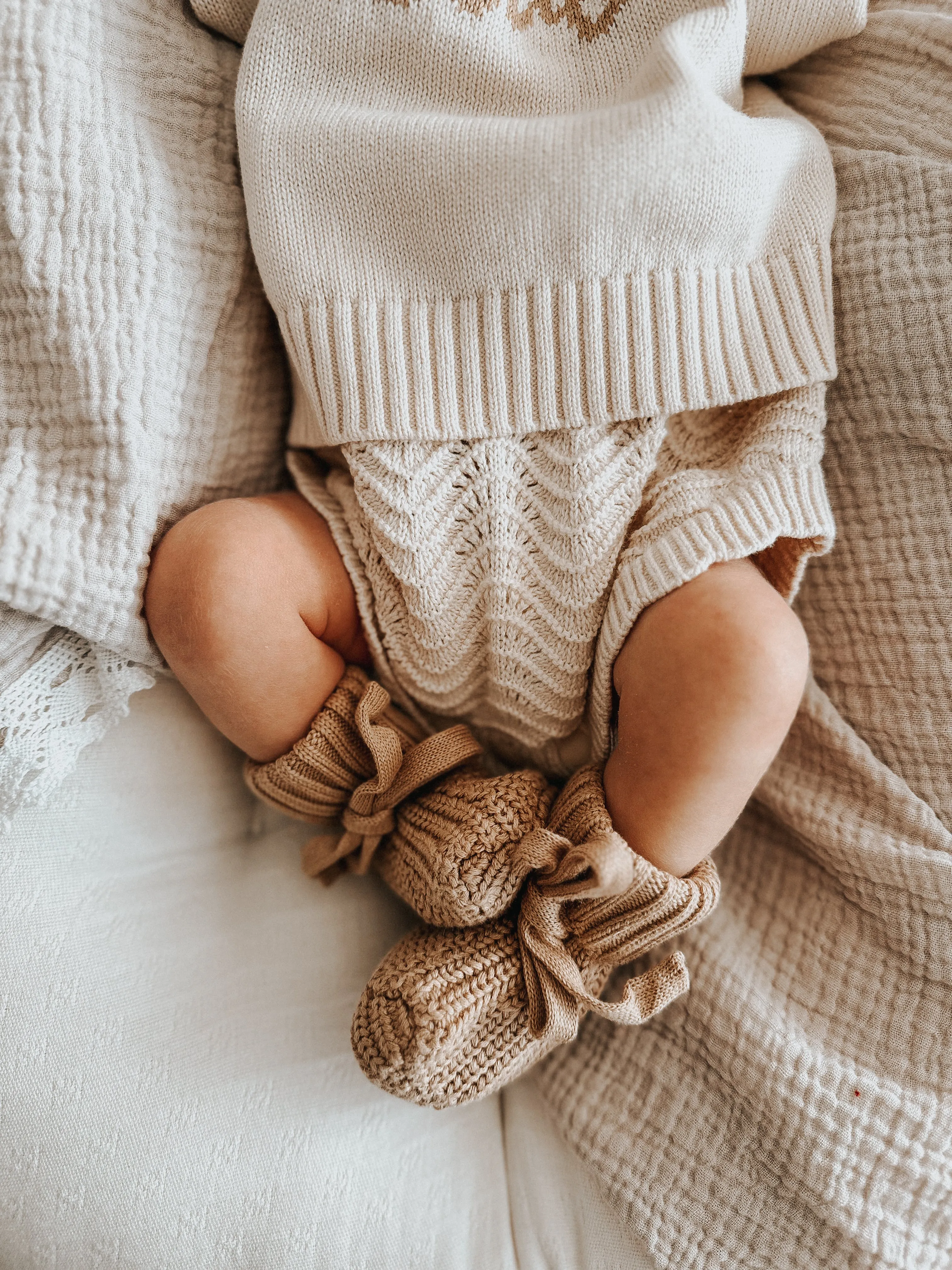 Textured Knit Booties - Coco