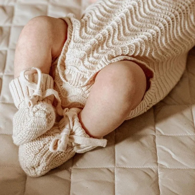 Textured Knit Booties - Oat