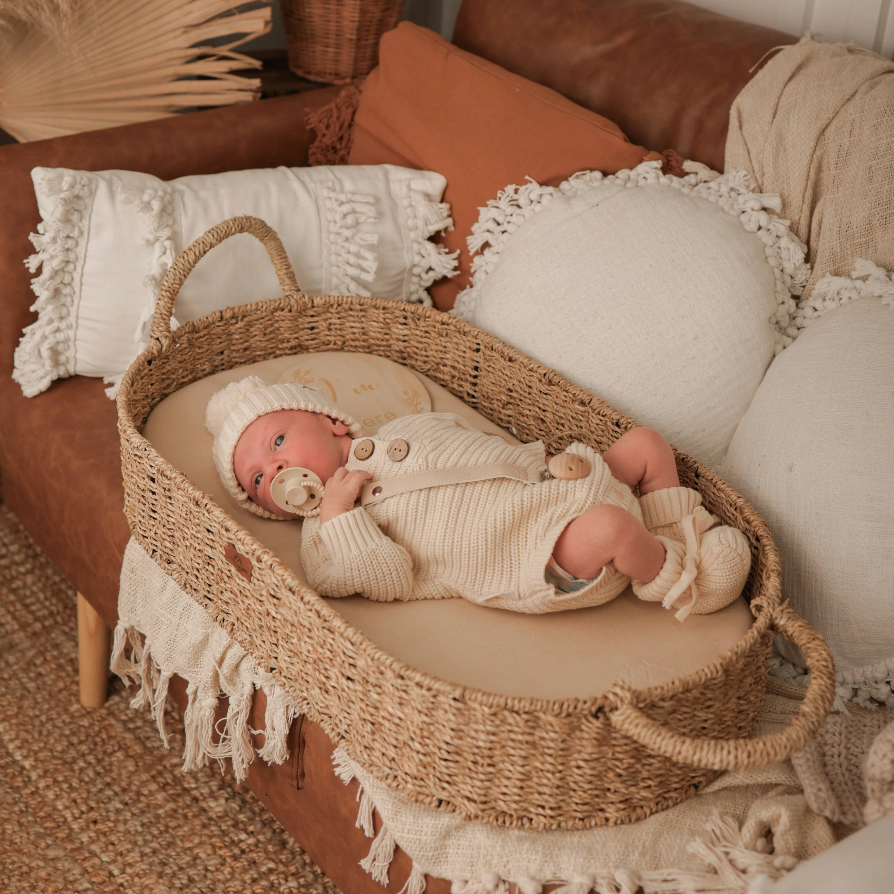 Textured Knit Booties - Oat