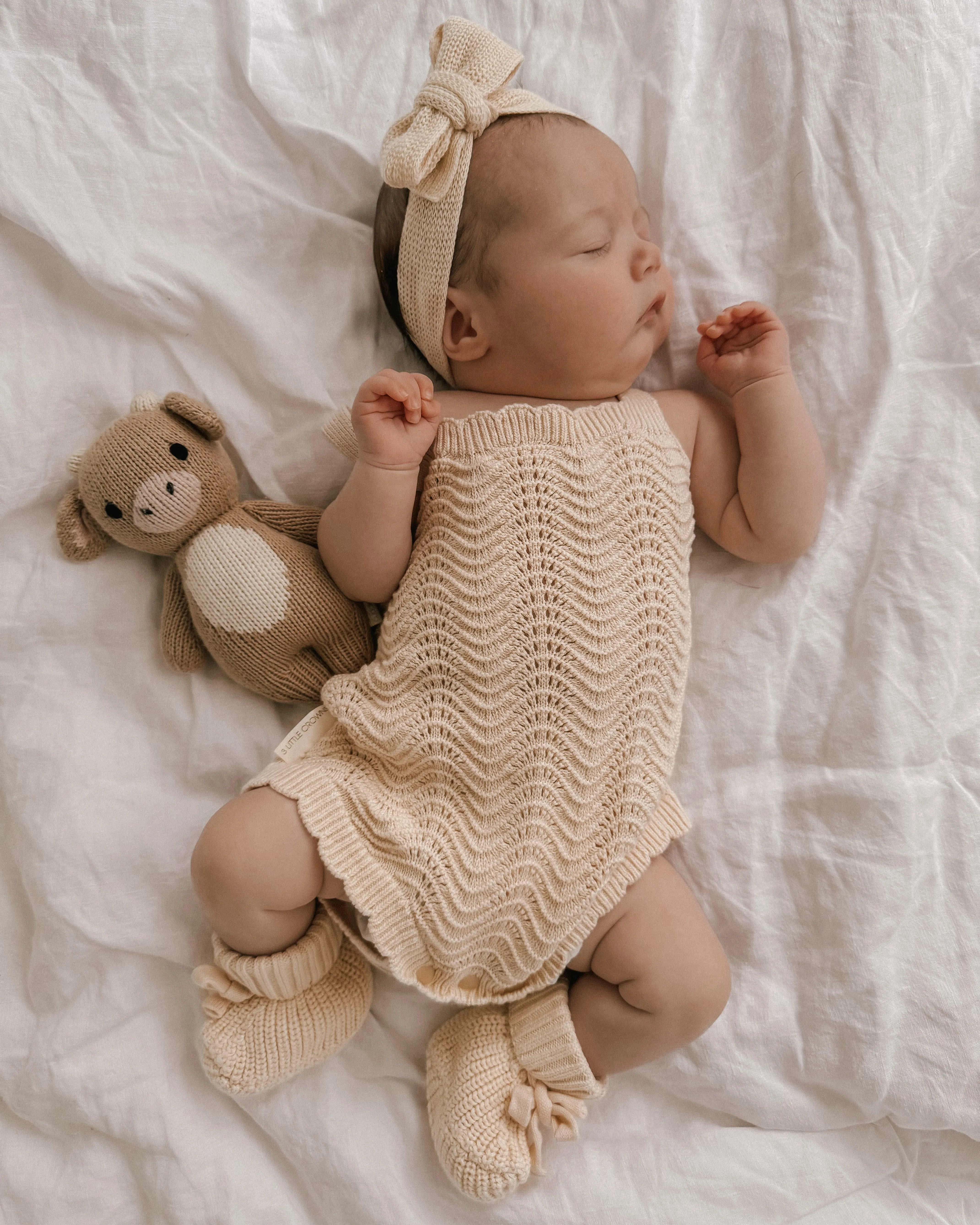 Textured Knit Booties - Oat