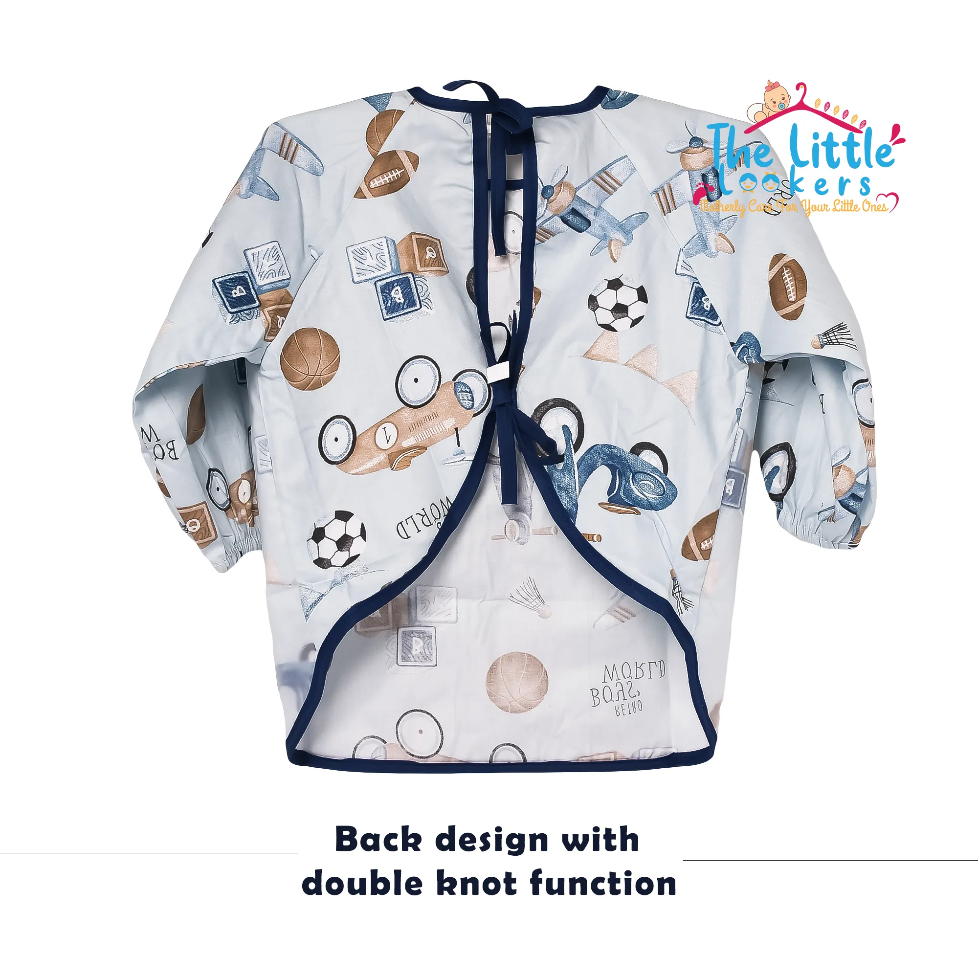 THE LITTLE LOOKERS Baby Bibs with Pocket Long Sleeved Bib for Toddlers, Kids I Washable, Lightweight & Waterproof, Bibs for 6 - 24 Months Baby (Pack of 2)