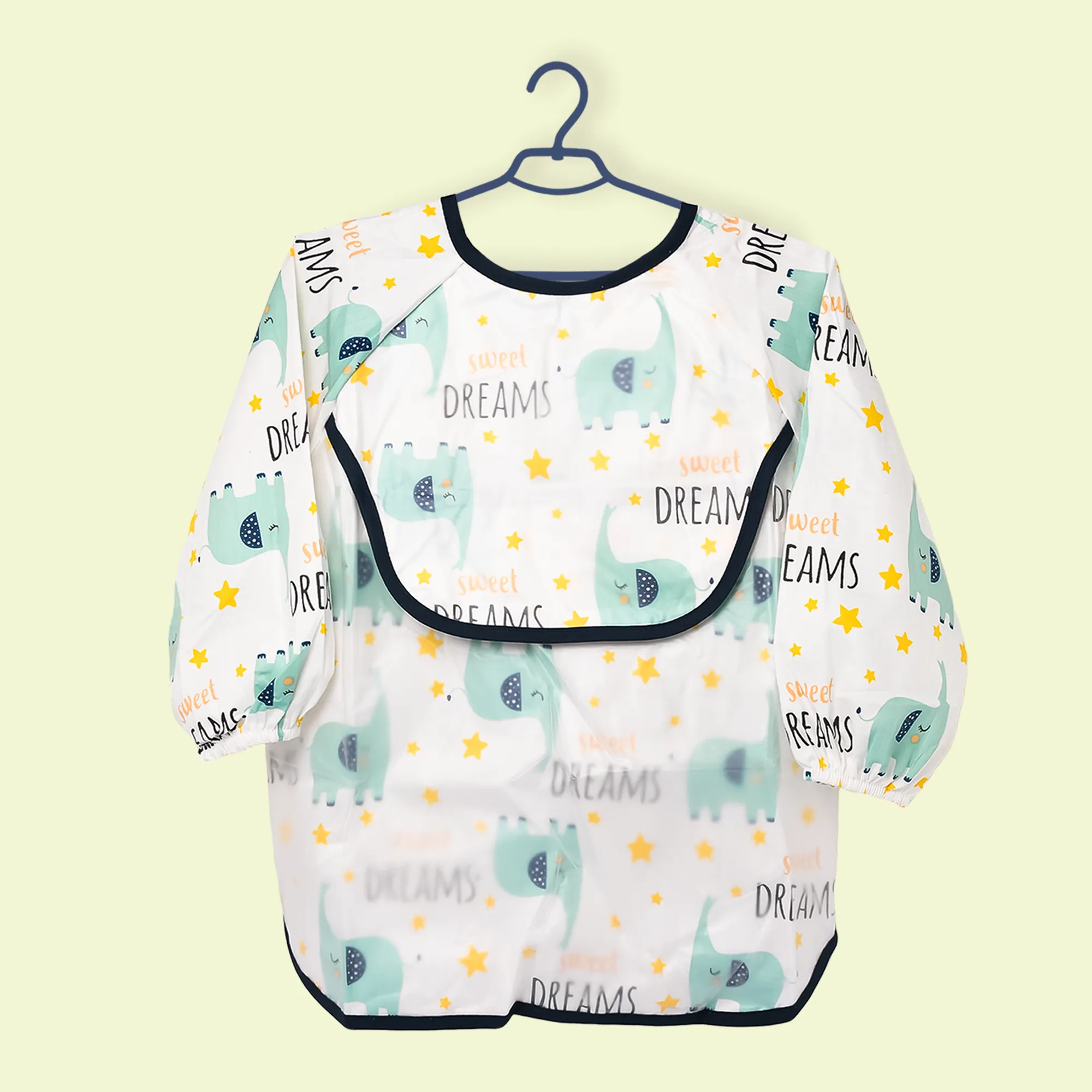 THE LITTLE LOOKERS Baby Bibs with Pocket Long Sleeved Bib for Toddlers, Kids I Washable, Lightweight & Waterproof, Bibs for 6 - 24 Months Baby (Pack of 2)