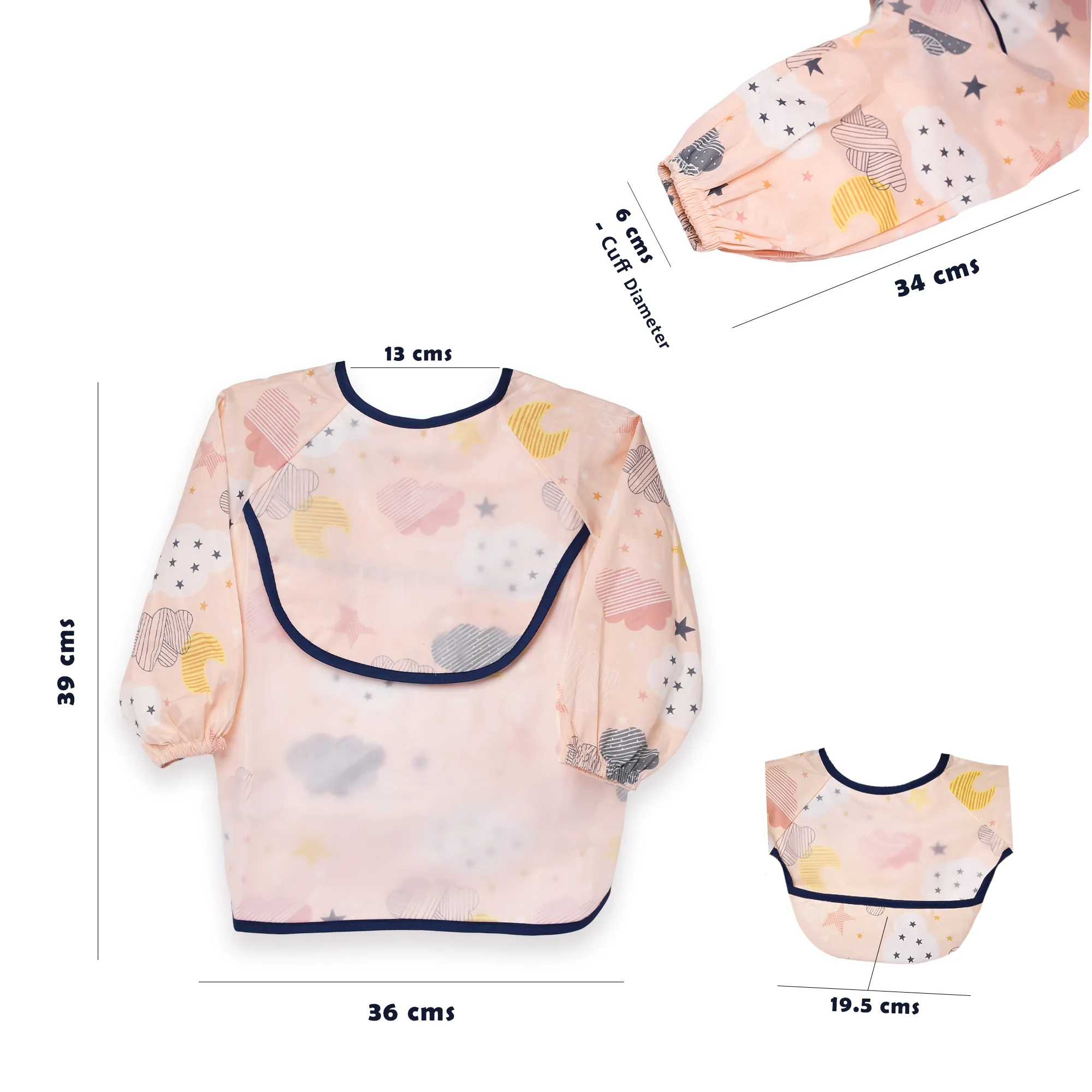 THE LITTLE LOOKERS Baby Bibs with Pocket Long Sleeved Bib for Toddlers, Kids I Washable, Lightweight & Waterproof, Bibs for 6 - 24 Months Baby (Pack of 2)