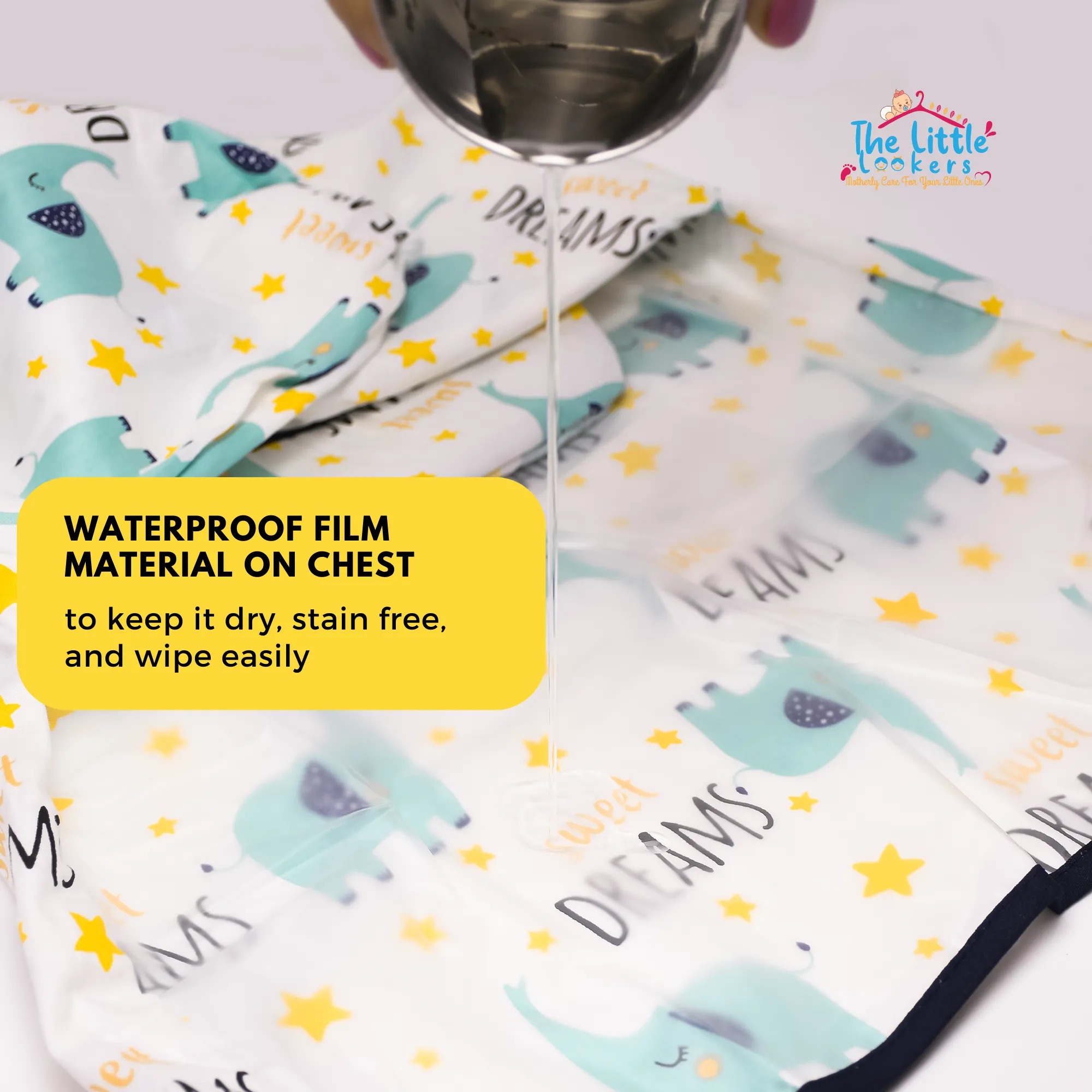 THE LITTLE LOOKERS Baby Bibs with Pocket Long Sleeved Bib for Toddlers, Kids I Washable, Lightweight & Waterproof, Bibs for 6 - 24 Months Baby (Pack of 2)