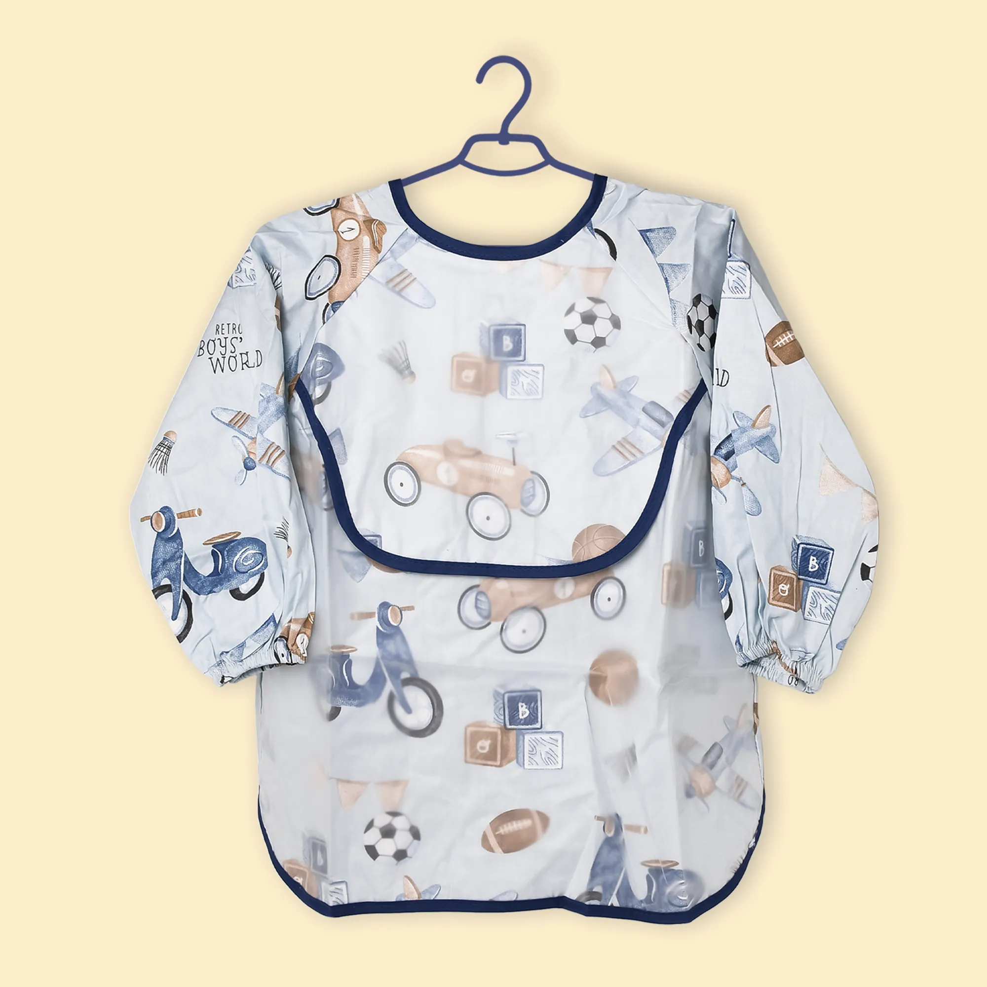THE LITTLE LOOKERS Baby Bibs with Pocket Long Sleeved Bib for Toddlers, Kids I Washable, Lightweight & Waterproof, Bibs for 6 - 24 Months Baby (Pack of 2)