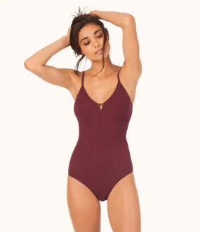 The Seamless Deep V Bodysuit: Eggplant