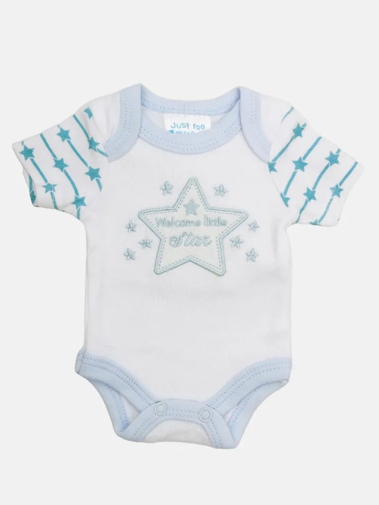 Tiny Baby Boy Star 4 piece set - White and Baby Blue