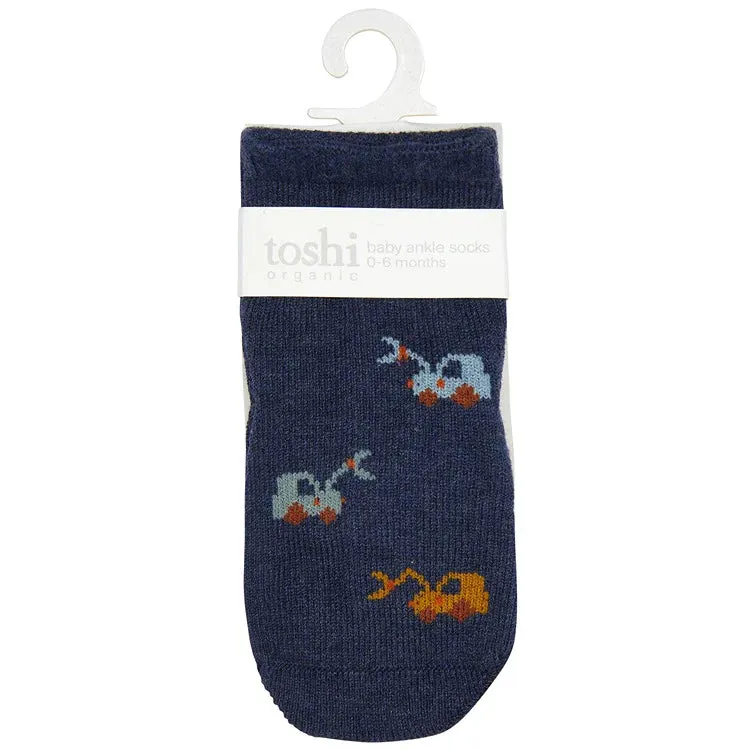 Toshi Organic Baby Socks Jacquard / Earthmover