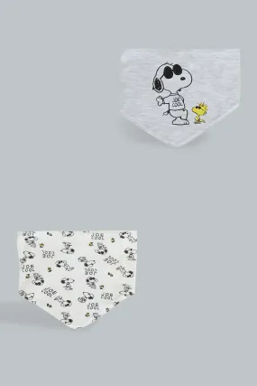 White And Grey Snoopy Bib Set (2 Piece)