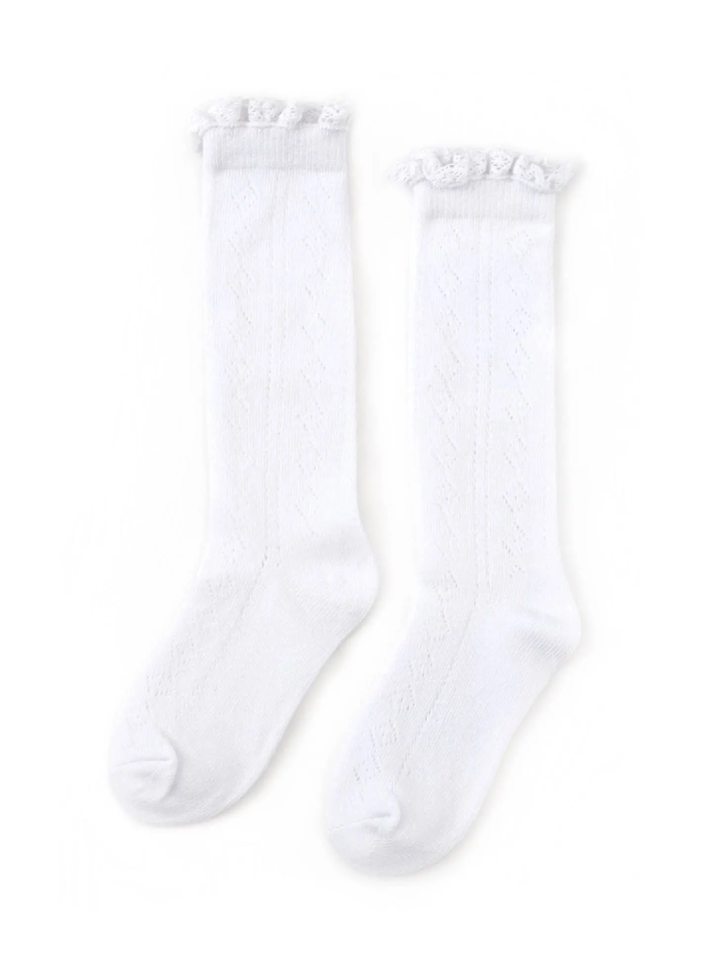 White Fancy Lace Top Knee High Socks