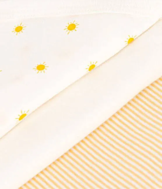 Wrapover Short-Sleeved Printed Cotton Bodysuit - Pack of 3 (Suns)